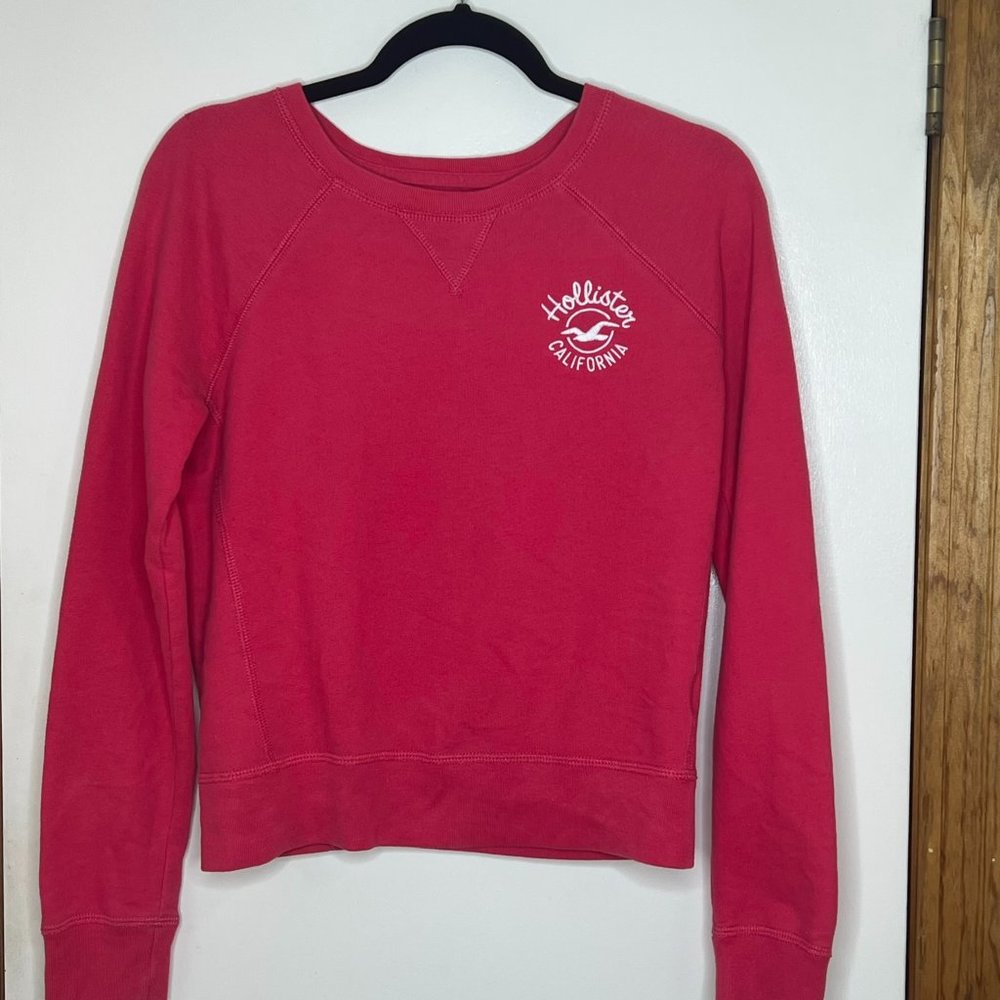 Medium Hollister Crop Crewneck Sweatshirt Pink